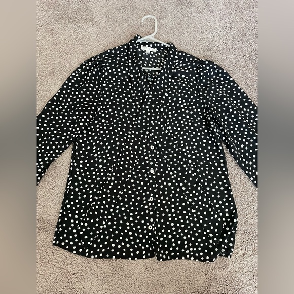 Spense polka dot, long sleeve blouse, size large - Picture 3 of 7
